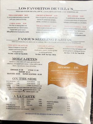 Menu photo 5 Villa's Mexican Grill Livingston, CA