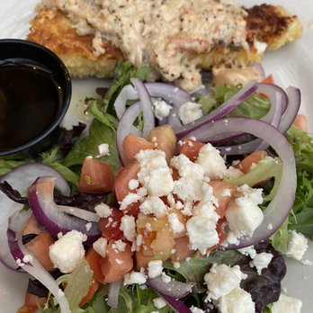 1285 Restobar - Parmesan crusted halibut with salad - Italian Near Me - Florence, Oregon 1285 Restobar - Parmesan crusted halibut with salad - Italian Near Me - Florence, Oregon