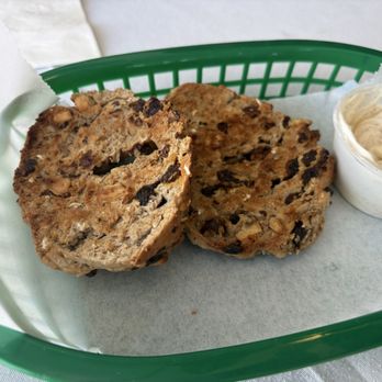 Bagel Deli - Oatmeal Raisin Cinnamon Walnut Bagel with Honey Cinnamon Cream Cheese on the side - Bakeries Near Me - Redding, California