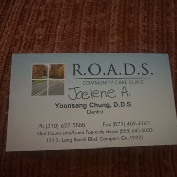 ROADS Community Care Clinic - Business card - General Dentistry Near Me - Compton, California ROADS Community Care Clinic - Business card - General Dentistry Near Me - Compton, California