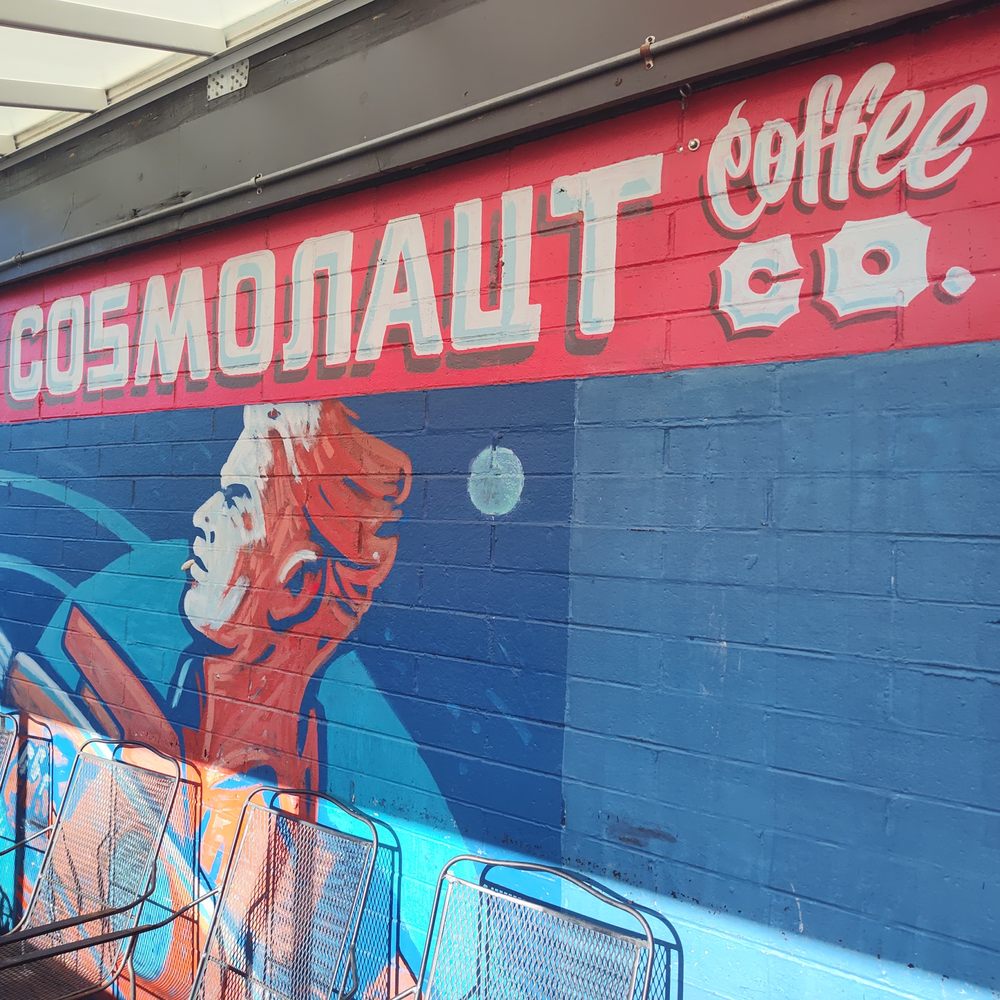 Cosmonaut Coffee - Logo mural - Coffee & Tea Near Me - Tacoma, Washington Cosmonaut Coffee - Logo mural - Coffee & Tea Near Me - Tacoma, Washington