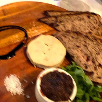 Bleu - Poached Foie Gras au Torchon with Cranberry Walnut Bread and Rhubarb Jam - French Near Me - Mashpee, Massachusetts