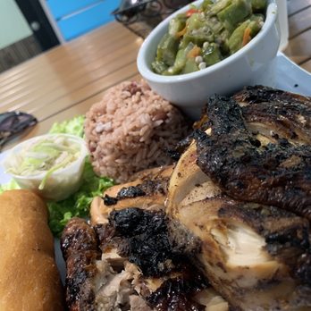 Pepper's Bar & Grill - 1/2 Jerk Chicken, Peas & Rice, Okra and Festival - Bars Near Me - George Town, UM