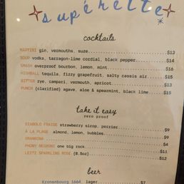 Cocktail menu