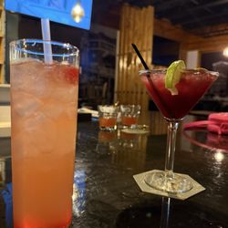 Level Up Cigar Lounge - Upside down pineapple and a blueberry margarita