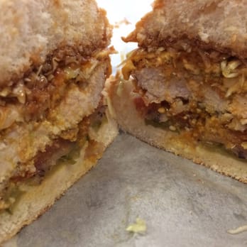 Katsu Burger - Curry katsu cut in half - Burgers Near Me - Seattle, Washington