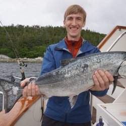 Alaska Yacht Charters - Guest with King Salmon