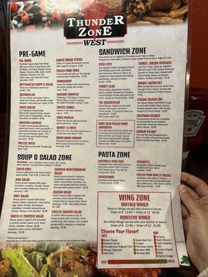 Menu photo 1 ThunderZone West Pueblo, CO