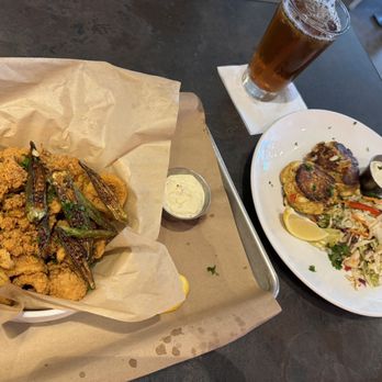 Tricky Fish - Calamari and Crab Cakes with Mae ploy Cole Slaw - Seafood Near Me - Fort Worth, Texas Tricky Fish - Calamari and Crab Cakes with Mae ploy Cole Slaw - Seafood Near Me - Fort Worth, Texas
