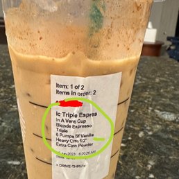 example: *** heavy cream *** was ordered   there is no heavy cream in this cup