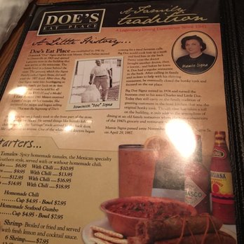 Doe's Eat Place - Menu - Steakhouses Near Me - Paducah, Kentucky Doe's Eat Place - Menu - Steakhouses Near Me - Paducah, Kentucky