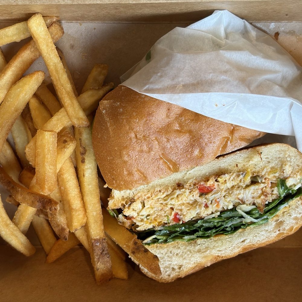 Billingsgate - Crab Cake sandwich and fries - Seafood Near Me - Oakland, California Billingsgate - Crab Cake sandwich and fries - Seafood Near Me - Oakland, California