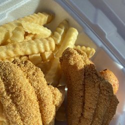 Catfish Plus - 2 piece, fried catfish with fries and hush puppies