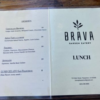 Brava Garden Eatery - 7/27/22 Menu - Wine Bars Near Me - Pleasanton, California Brava Garden Eatery - 7/27/22 Menu - Wine Bars Near Me - Pleasanton, California