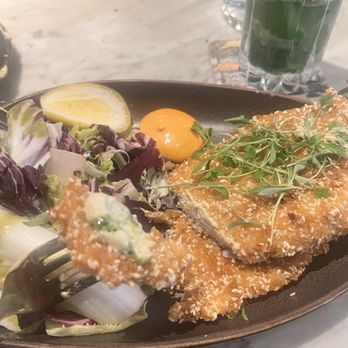 Motek - Crispy Chicken Schnitzel Plate - Mediterranean Near Me - Aventura, Florida