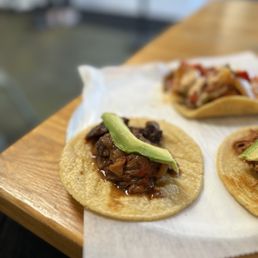 the steak taco is juicy and flavorful. the meat was so good i didn't even notice there was black beans in it