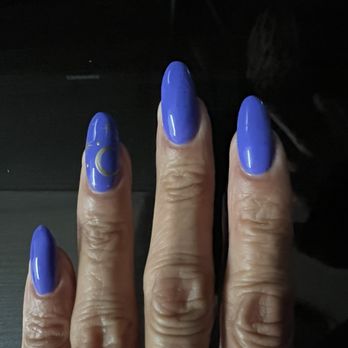 Le Nails - Gel manicure with a moon and star design - Nail Salons Near Me - Simi Valley, California Le Nails - Gel manicure with a moon and star design - Nail Salons Near Me - Simi Valley, California