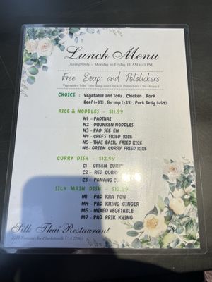 Menu photo 1 Silk Thai Restaurant Charlottesville, VA