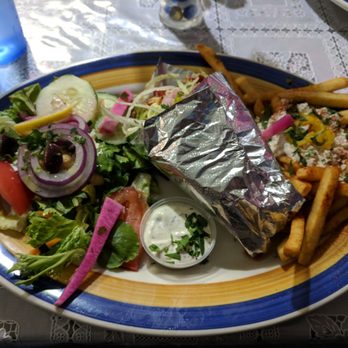 Yappy Greek - Chicken schwarma wrap, salad and fries - Greek Near Me - Columbus, Ohio
