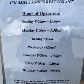 Calamity Jane's Restaurant - Hours sept. 2022 - American Near Me - Warren, New Hampshire