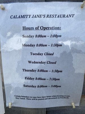 Menu photo 1 Calamity Jane's Restaurant Warren, NH