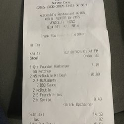 McDonald's - Receipt