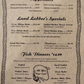 The Fish Net - a menu for appetizers - Seafood Near Me - Lake Park, Georgia