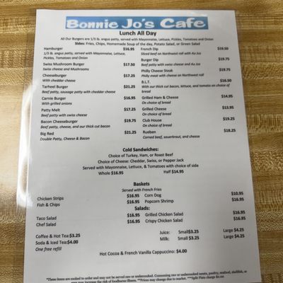 Menu photo 2 Bonnie Jo's Cafe Sedro-Woolley, WA Menu photo 2 Bonnie Jo's Cafe Sedro-Woolley, WA