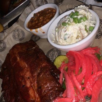 Del's Hideout - Fall off the bone ribs!! Beans & bacon potato salad - Barbeque Near Me - San Diego, California