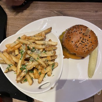 Yard House - Burger with Parmesan Truffle Fries - New American Near Me - Wayne, New Jersey Yard House - Burger with Parmesan Truffle Fries - New American Near Me - Wayne, New Jersey