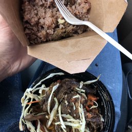 a person holding a fork and a plate of food