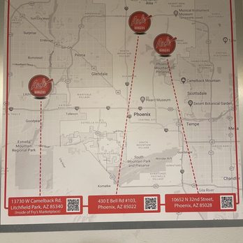 Aioli Gourmet Burgers - 32nd & Shea - Map of their 3 locations - Burgers Near Me - Phoenix, Arizona