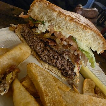 Crossbow Inn - Inside of my partner's Burger large steak fries needed seasoning - American Near Me - Grand Blanc, Michigan Crossbow Inn - Inside of my partner's Burger large steak fries needed seasoning - American Near Me - Grand Blanc, Michigan