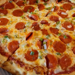 Pepperoni, Green Peppers, Onions
