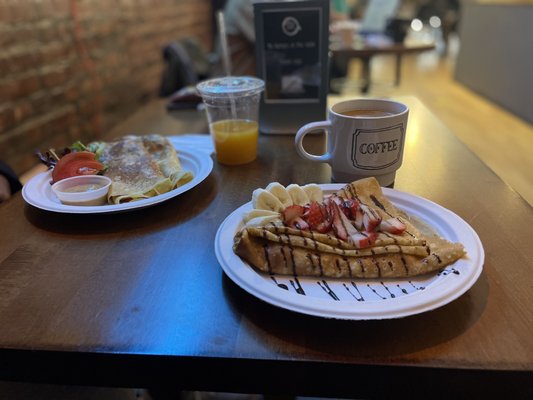 Black Milk Coffee and Crepe by null