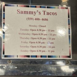 Sammy’s Tacos - Hours