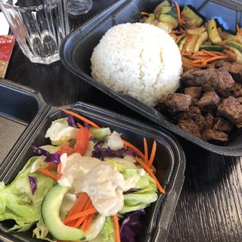 D Grill Boy - Beef with vegetables and white Rice, salad with Cesar dressing, Japanese Beer, yum - Asian Fusion Near Me - Upland, California D Grill Boy - Beef with vegetables and white Rice, salad with Cesar dressing, Japanese Beer, yum - Asian Fusion Near Me - Upland, California