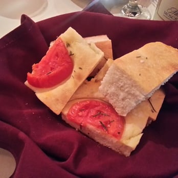 Vincenzo's Terrazza - Focaccia tomato bread with olive oil and balsamic to your liking on the side - Italian Near Me - San Dimas, California