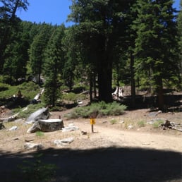 Trailhead to Genevieve Lake and...It'd be a nice 3.5+mi steady climb, up to 1100ft vertical, on a narrow, rocky trail. 07.14.14.