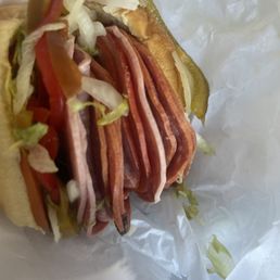 Delicious meat sandwich.