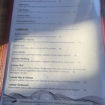 The Chart Room - Menu - Seafood Near Me - Bar Harbor, Maine