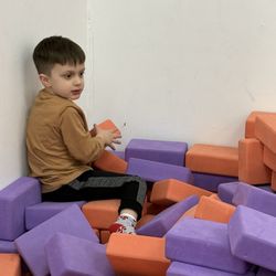 Room filled with yoga blocks