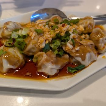 Highland Noodles - Won tons in chili oil (had a weird peanut sauce on top that ruined it ) - Noodles Near Me - Milpitas, California Highland Noodles - Won tons in chili oil (had a weird peanut sauce on top that ruined it ) - Noodles Near Me - Milpitas, California