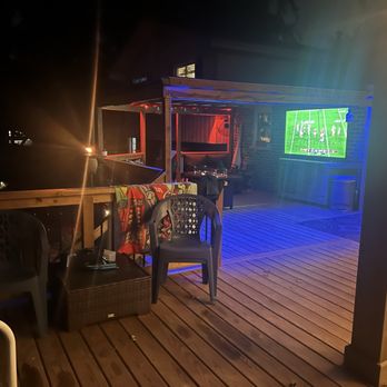 Decks by Design - Completed deck at night / Go Bears!! - Decks & Railing Near Me Decks by Design - Completed deck at night / Go Bears!! - Decks & Railing Near Me