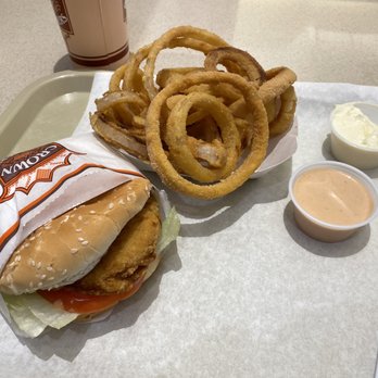 Crown Burgers - Fried Chicken Sandwich - Medium Onion Rings. Both tasted great and you never leave her hungry. You may even need a nap. - Burgers Near Me - Sandy, Utah Crown Burgers - Fried Chicken Sandwich - Medium Onion Rings. Both tasted great and you never leave her hungry. You may even need a nap. - Burgers Near Me - Sandy, Utah