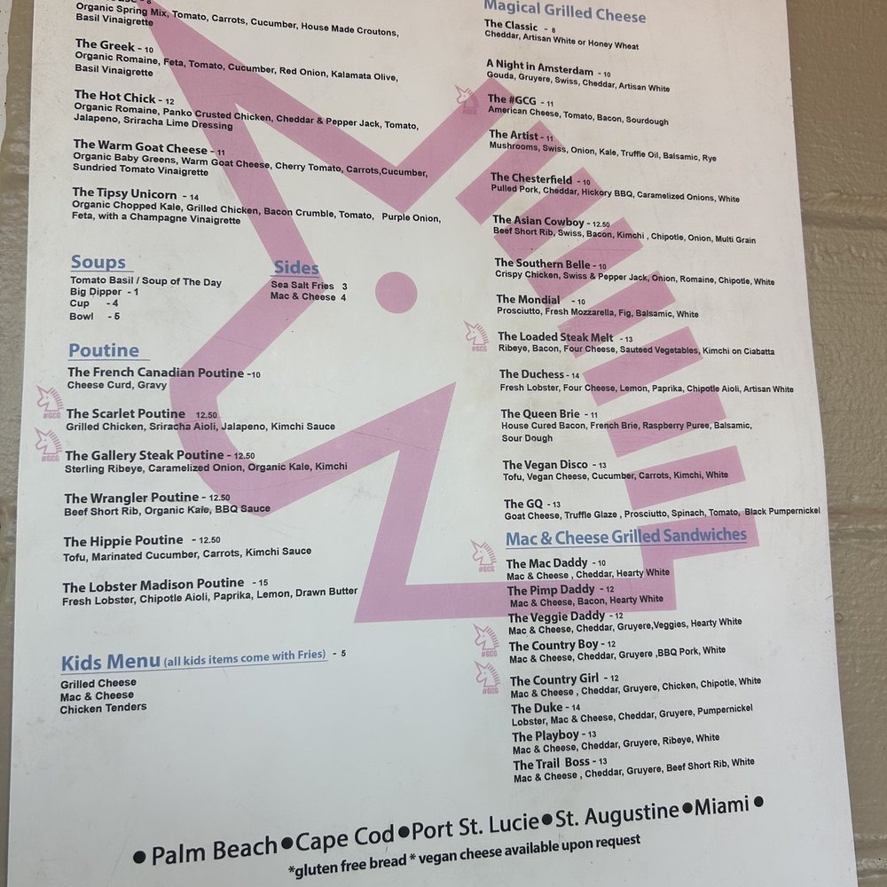 The Grilled Cheese Gallery- Mount Dora - Menu - Food Court Near Me - Mount Dora, Florida