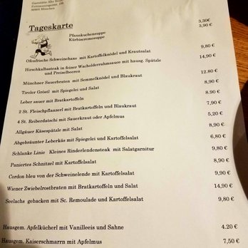 Alte Heide - The menu. - Bavarian Near Me - Munich, BY