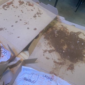 Blaze Pizza - Side by side to show you just how much of my cheese was on the top of the box compared to my wifes - Salad Near Me - Ontario, California