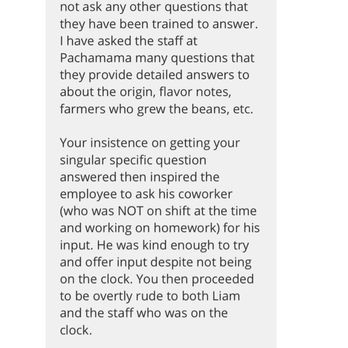 Pachamama Coffee - Weird email from some worker about my experience in their store lol - Coffee & Tea Near Me - Davis, California Pachamama Coffee - Weird email from some worker about my experience in their store lol - Coffee & Tea Near Me - Davis, California