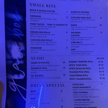 Glass Box - Happy hour menu - Seafood Near Me - San Diego, California